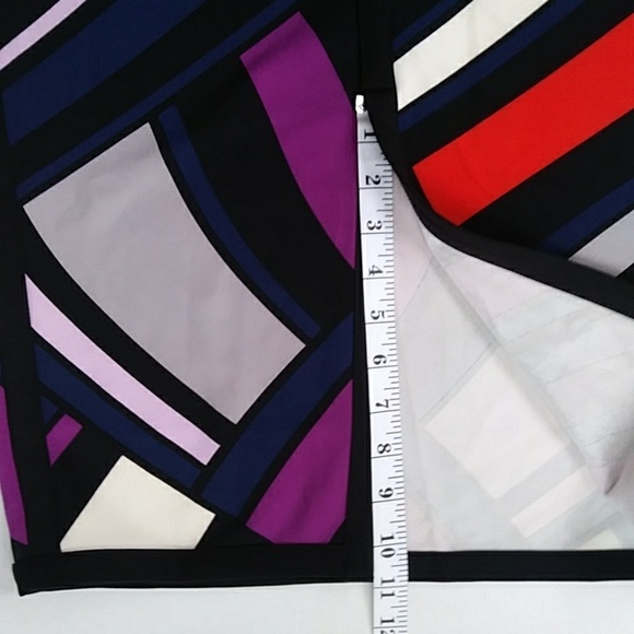 Worthington Pattern Pencil Skirt w/Front Slit 6 Black Blue - Picture 11 of 15